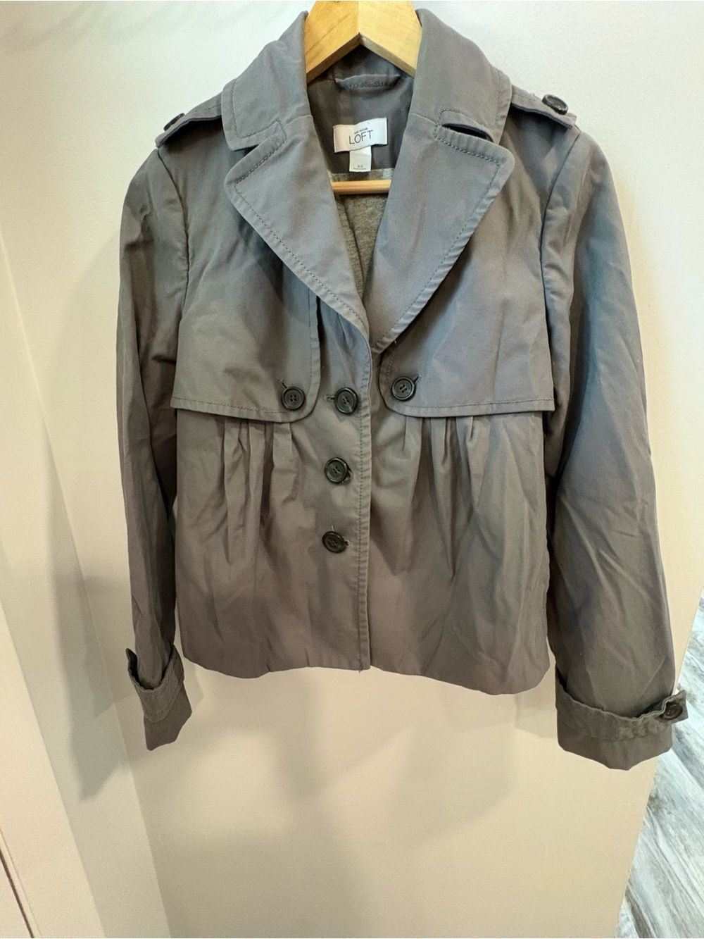 LOFT Slate Gray Cropped Trench Coat